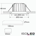 ISOLED Recessed outdoor LED spot Sys-68, IP65, fixed optics, CRi >95, push-/ DALI-dimmable, 10W 3000K 800lm 60