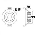 ISOLED Indbygningslampe svingbar, d�mpbar IP65, hvid d�mpbar 8W 650lm 3000K CRI >94