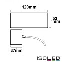 ISOLED Ceiling canopy, angular, 12 x 5.3cm, incl. 150cm fabric coated cable (2 poles) + counter screwing, white