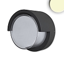 Outdoor LED wall luminaire, IP54, with roof, round, � 11cm, 6W 3000K 430lm, aluminium, sand black