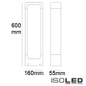 ISOLED LED pathlight BOLLARD-2, angular, IP54,  60cm, 7W 3000K 300lm, aluminium, sand black