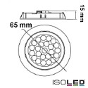 ISOLED LED furniture recessed spotlight MiniAMP, IP40,  6.5cm, dimmable, brushed nickel / satined, 12V DC, 2W 3000K 140lm 100
