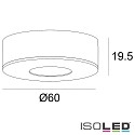 ISOLED LED under cabinet or recessed light MiniAMP, round,  6cm, 24V DC, CRi >91, dimmable, 3W 3000K 240lm 60, white