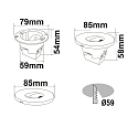 ISOLED Indbygningslampe SYS_WALL68 uden sk�rm, CCT Switch IP44, 3W 140lm 3000 / 4000 / 6000K 38� 38� CRI >81