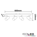 ISOLED Spotlight bar 4-flammer, drejelig, vipbar GU10 IP20, sort dmpbar