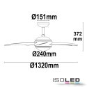 ISOLED Ceiling fan 5 WING with lighting, with remote control E14 IP20, brown 