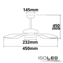 ISOLED Ceiling fan 3 WING with lighting, with remote control IP20, brown 