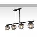 Pendel SMOKY GLASS 4-flammer, rund E27 IP20, sort d�mpbar