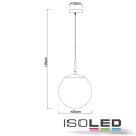 ISOLED Pendel INFINITY SMOKY GLASS 25 1-flamme, rund E27 IP20, sort dmpbar