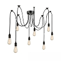 Pendel SPIDER 1 8-flammer, rund, uden sk�rm E27 IP20, sort d�mpbar
