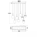 ISOLED Pendel SMOKY GLASS 8-flammer E27 IP20, sort d�mpbar