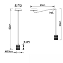 ISOLED Pendel E27 SURFACE 5-flammer, lang, med roset E27 IP20, sort mat d�mpbar