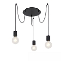 Pendel E27 SURFACE 3-flammer, rund, med krog, med roset E27 IP20, sort mat d�mpbar