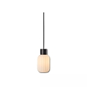 Pendel INFINITY WHITE GLASS SMALL rillet, med �bent kabel, 2-polet E27 IP20, sort d�mpbar