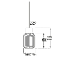 ISOLED Pendel INFINITY WHITE GLASS SMALL rillet, med �bent kabel, 2-polet E27 IP20, sort d�mpbar