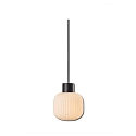 Pendel INFINITY WHITE GLASS ROUND rillet, med �bent kabel, 2-polet E27 IP20, sort d�mpbar