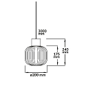 ISOLED Pendel INFINITY WHITE GLASS ROUND rillet, med �bent kabel, 2-polet E27 IP20, sort d�mpbar