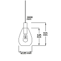 ISOLED Pendel INFINITY SMOKY GLASS med �bent kabel, 2-polet E27 IP20, sort d�mpbar