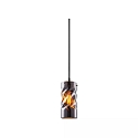Pendel INFINITY SMOKY CURLED GLASS cylindrisk, med �bent kabel, 2-polet E27 IP20, sort d�mpbar