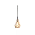 Pendel INFINITY AMBER GLASS med �bent kabel, 2-polet E14 IP20, chrom, blank d�mpbar