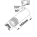 ISOLED 3-faset spot 8W - 20�-55� DIM svingbar, 2-polet, fokuserbar IP20, sort d�mpbar