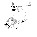 ISOLED 3-faset spot 24W - 20�-55� DIM svingbar, 2-polet, fokuserbar IP20, sort d�mpbar