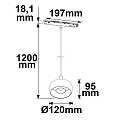ISOLED Skinne spot TRACK48 CIRCLE down, stiv, omskiftelig, magnetisk montering IP20, sort 