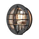 Wall luminaire ODEN, with integrated power plug, E27 max. 60W, clear acrylic glass / black aluminium