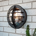 Wall luminaire ODEN, with integrated power plug, E27 max. 60W, clear acrylic glass / black aluminium