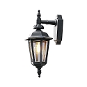 Konstsmide Wall luminaire PALLAS DOWN SMALL, height 42cm, E27 max. 60W, black aluminium / smoked acrylic glass