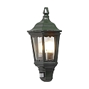 Udend�rs wall luminaire FIRENZE med bev�gelsesdetektor E27 IP43, gr�n, gennemsigtig