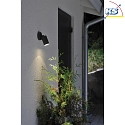 Konstsmide Outdoor wall spot MODENA, swiveling, GU10 max. 7W, cone of light 105, black aluminium / clear glass