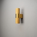 Konstsmide outdoor wall luminaire TEMI up / down, cylindrical GU10 IP54, gold dimmable