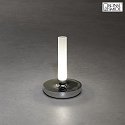Konstsmide battery table lamp BIARRITZ IP54, silver dimmable
