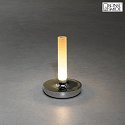 Konstsmide battery table lamp BIARRITZ IP54, silver dimmable