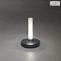 battery table lamp BIARRITZ IP54, dark grey dimmable