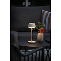 Batteri bordlampe LYON med USB tilslutning, CCT Switch, RGB, med touch-d�mper IP54, terracotta d�mpbar