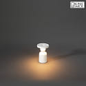 Konstsmide battery table lamp NANTES with USB connection, with touch dimmer IP54, white dimmable