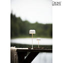 battery table lamp LILLE with USB connection, with touch dimmer IP54, sand coloured dimmable
