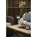 Konstsmide Batteri bordlampe MENTON USB IP54, gr�, lakeret d�mpbar