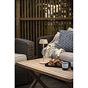Konstsmide Batteri bordlampe MENTON USB IP54, sandy, lakeret d�mpbar