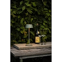 Konstsmide Batteri bordlampe MENTON USB IP54, gr�n, gr�, lakeret d�mpbar