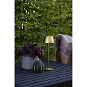 Konstsmide Batteri bordlampe EZE USB IP54, guld mat