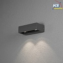 Konstsmide HighPower LED outdoor wall luminaire MONZA, Up/Down shifted, 12W 3000K 800lm, anthracite, aluminium / clear glass