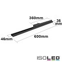 ISOLED 3-phase linear luminaire 60cm, suitable for offices, fixed optics, 20W 4000K 2400lm 110, black