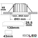ISOLED Recessed outdoor LED spot Sys-68, IP65, fixed optics, CRi >95, TRIAC dimmable, 10W 3000K 800lm 60