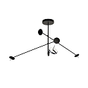 pendant luminaire INVISIBLE TRIPLEX 3 flames, adjustable, switchable IP20, black dimmable