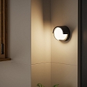 LEDS C4 Udendørs wall luminaire CREU rund IP65, opal, sort