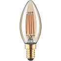 Gl�dep�re kerteformet C35 GOLD omskiftelig C35 klar E14 4,5W 380lm 1800K 320� CRI 80-89 