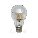 LED mirror-head pear shape filament lamp A60, E27, 4.5W 2700K, silver / clear